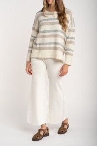 Sweater Rayado Gris Melange