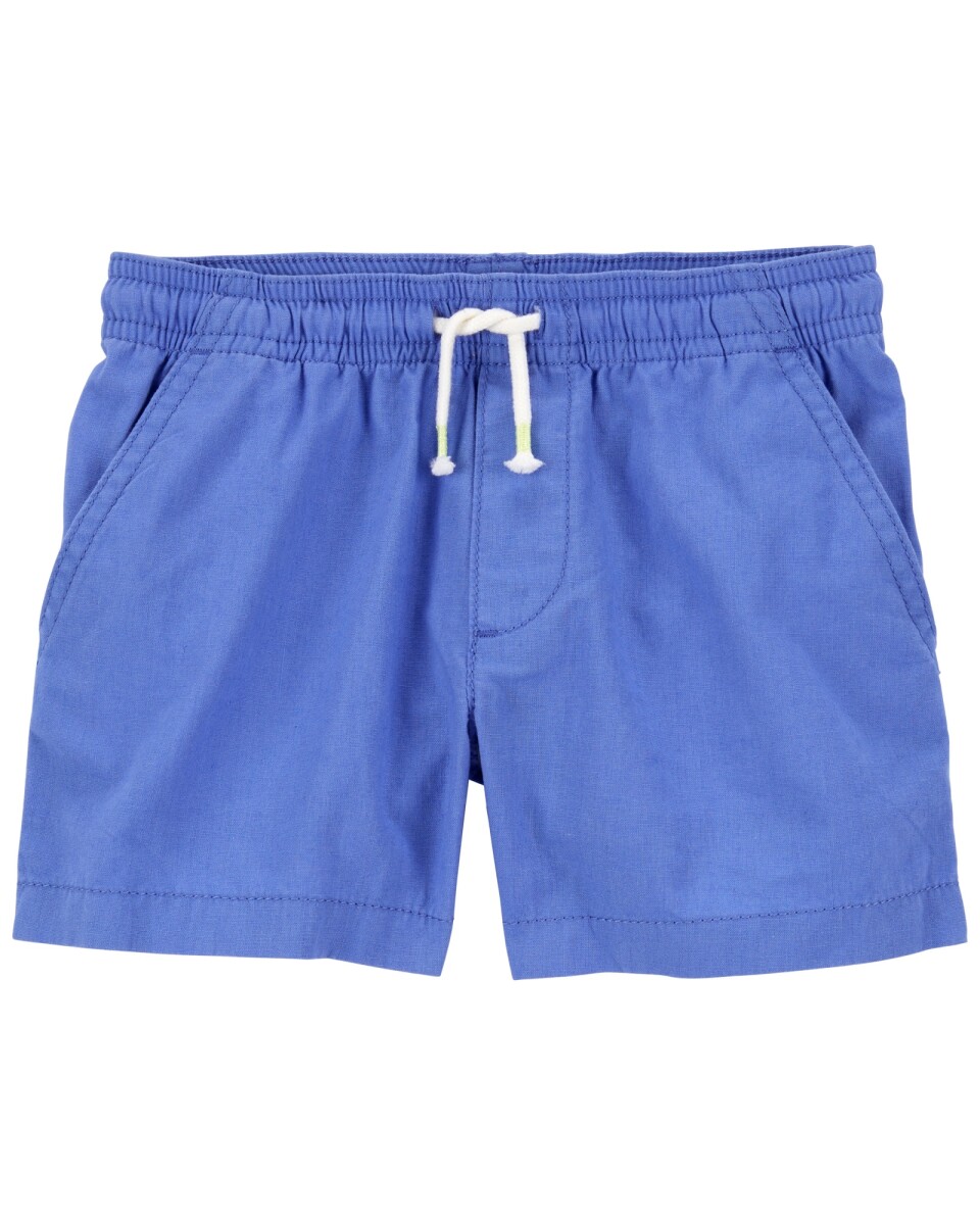Short de lino, con cordón, azul 