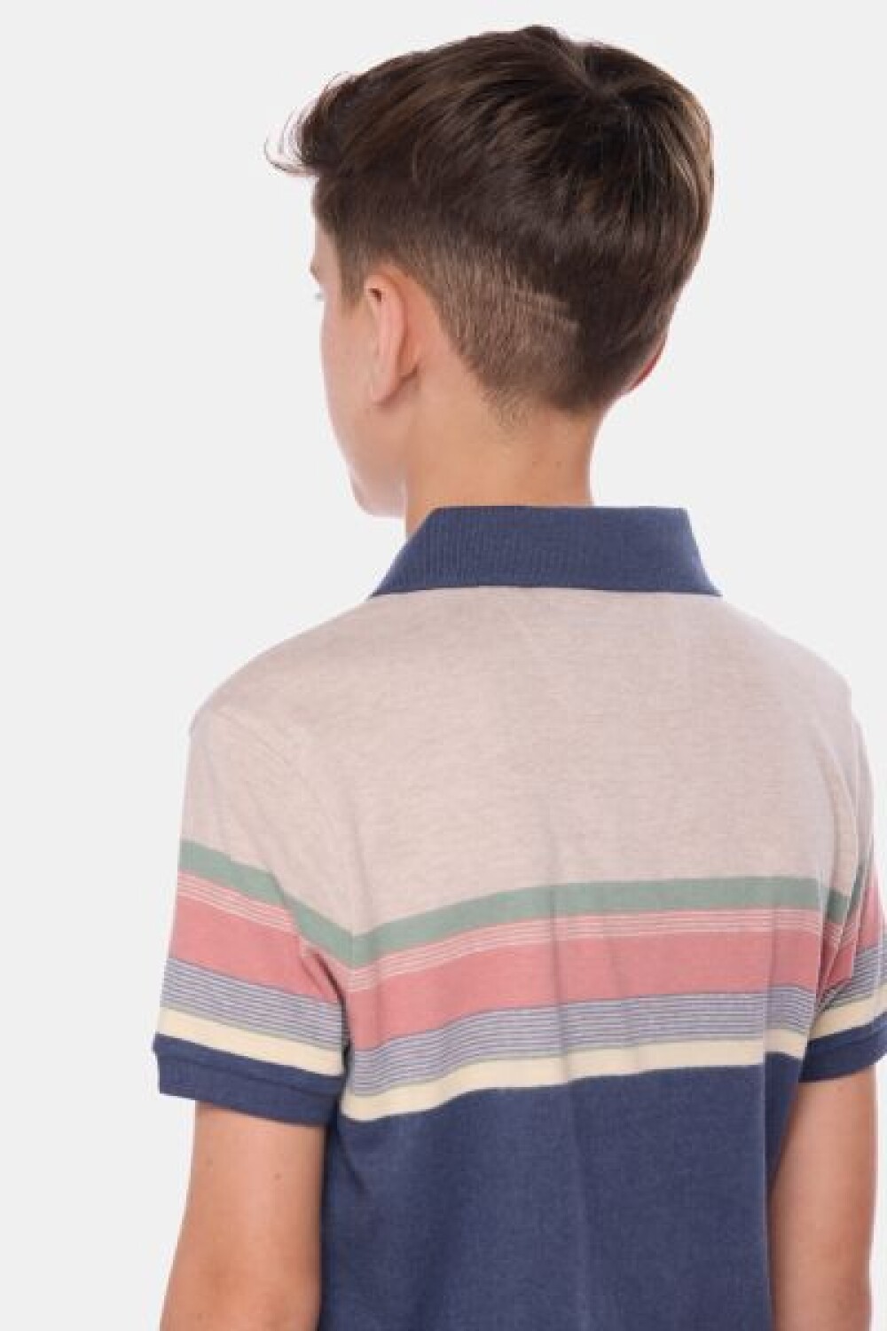 REMERA POLO RAYADA DE ALGODÓN Azul