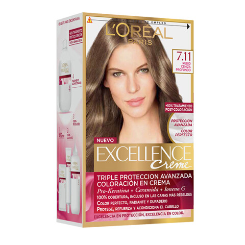 Tinta para cabello Excellence Tono 711 rubio ceniza profundo