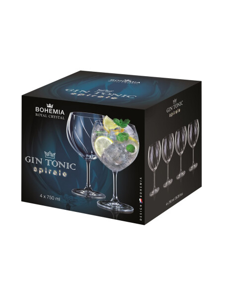 SET 4 COPA GIN TONIC SPIRALE 750ML BOHEMIA SET 4 COPA GIN TONIC SPIRALE 750ML BOHEMIA