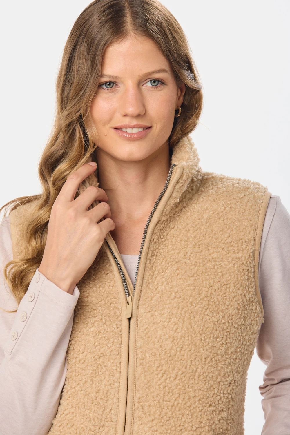 CHALECO TEJIDO CORDERITO Beige