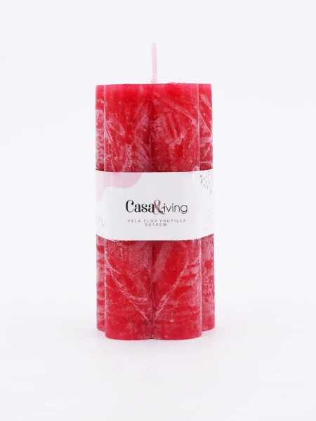 VELA FLOR FRUTILLA ROJO