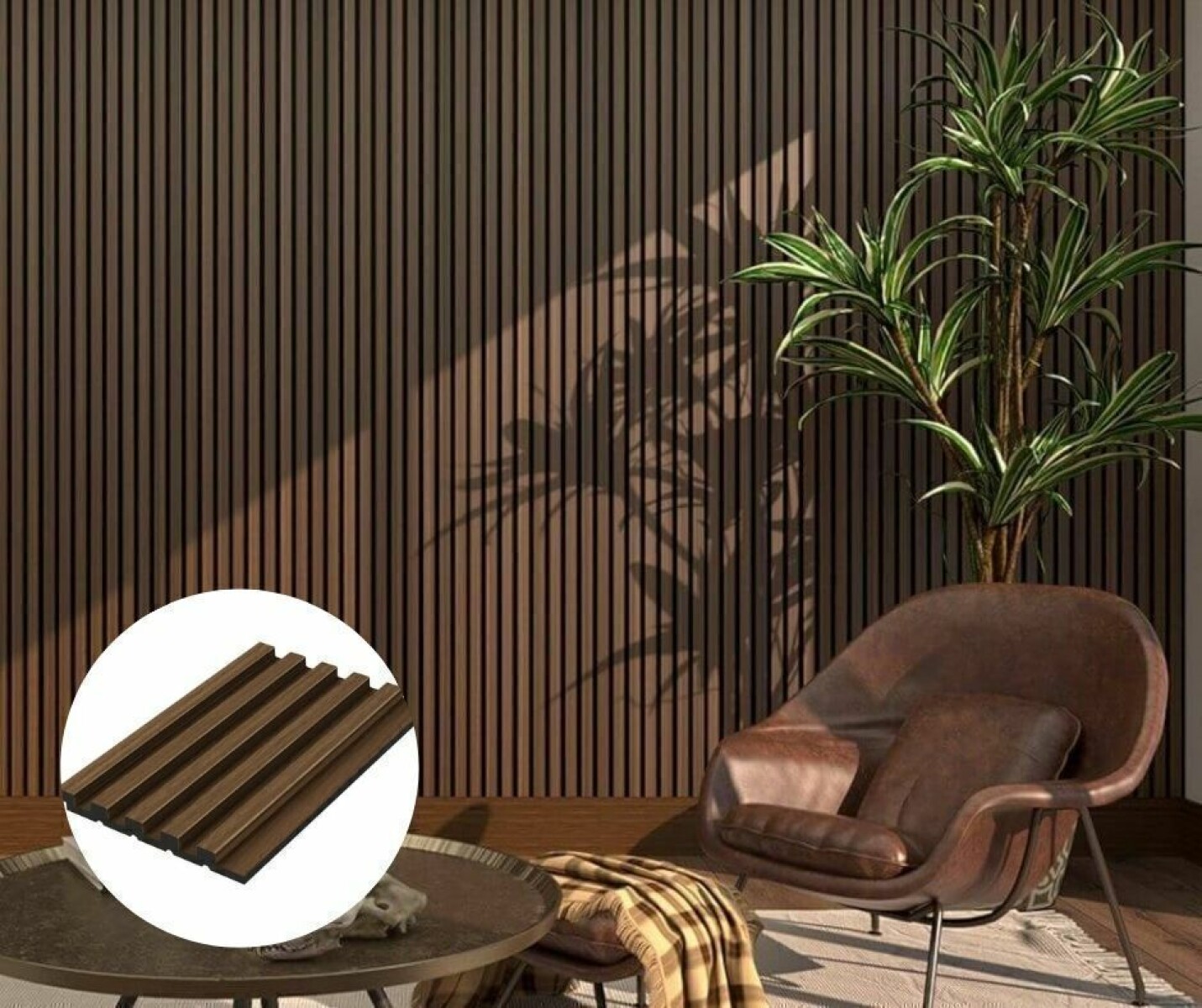 Revestimiento De Pared Wpc 290x16cm - Marrón Oscuro 