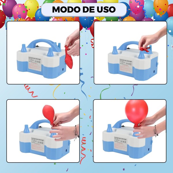 Inflador De Globos Eléctrico 2 Inyectores Cumpleaños Fiestas Variante Color Rosa
