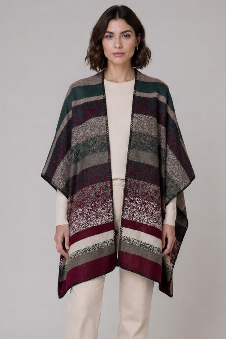 Ruana Zoe Estampa verde y roja