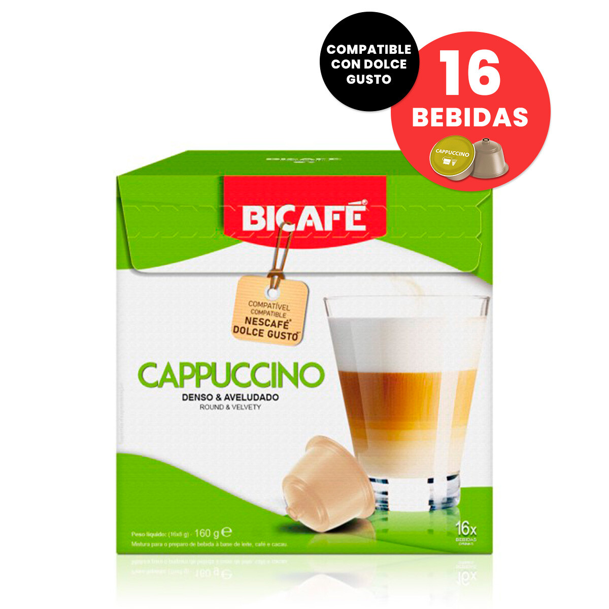 Capsulas Bicafe Cafe Cappuccino Compatible Dolce Gusto X16 Bebidas - 001 