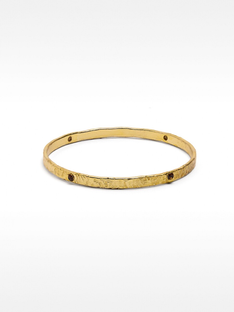 Pulsera Rígida Plana Con Detalles De Color - dorado 