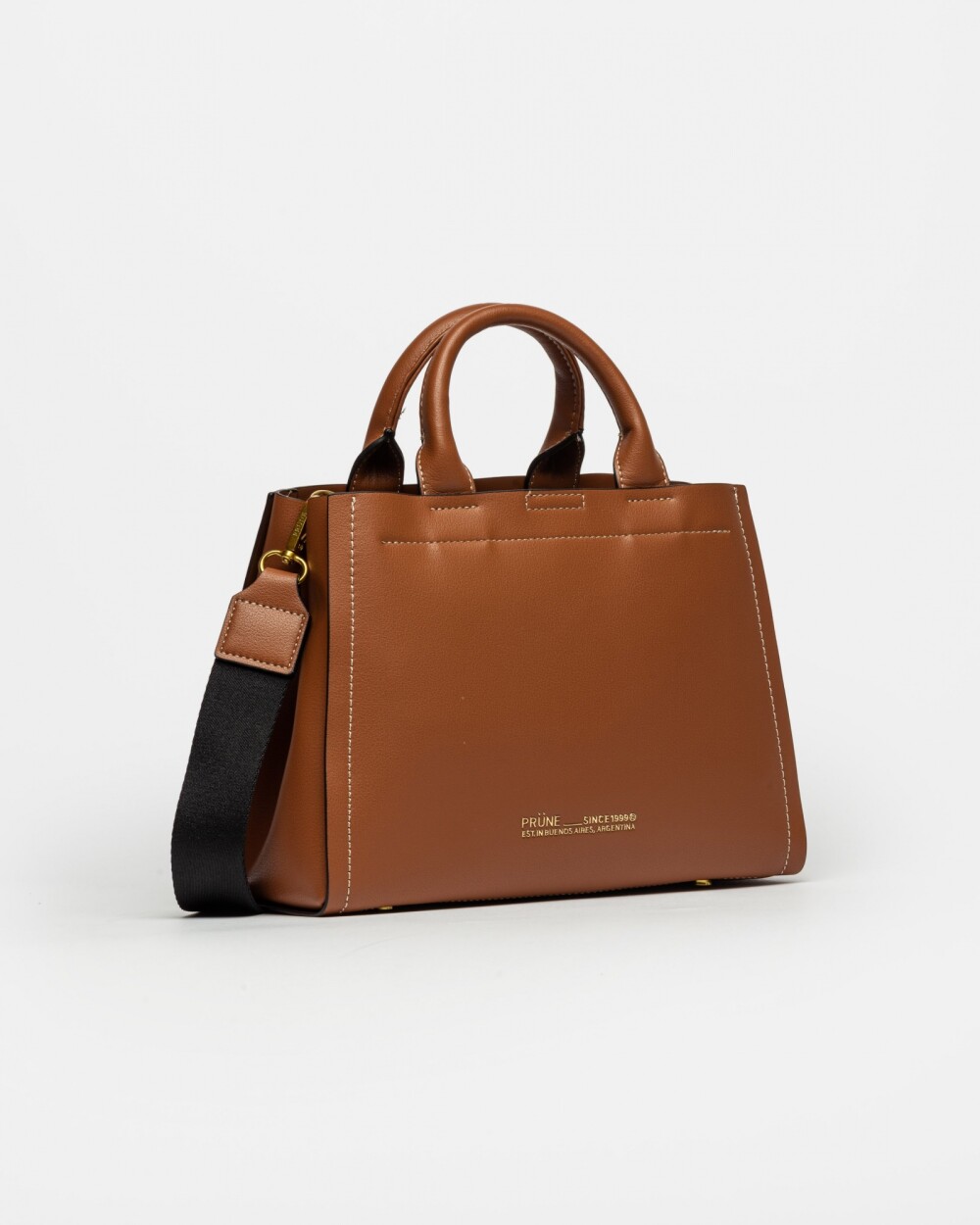 Cartera de Mano Anette Grande en Efecto Cuero Liso Cuoio