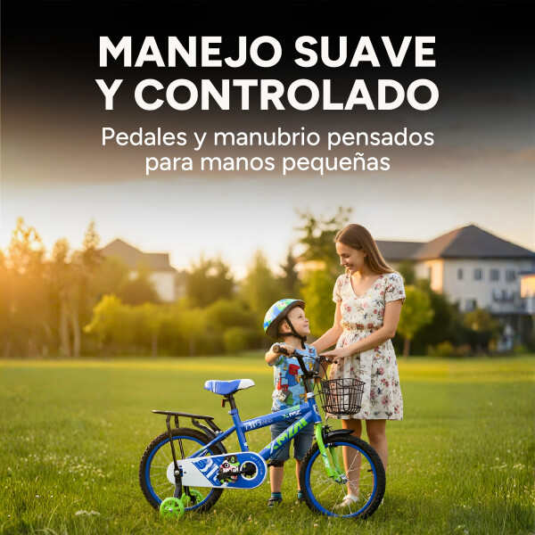 Bicicleta Infantil XMZ Rodado16 Canasto Parrilla Guardabarro Azul 1