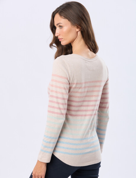 REMERA RAYADA DE ALGODÓN Beige