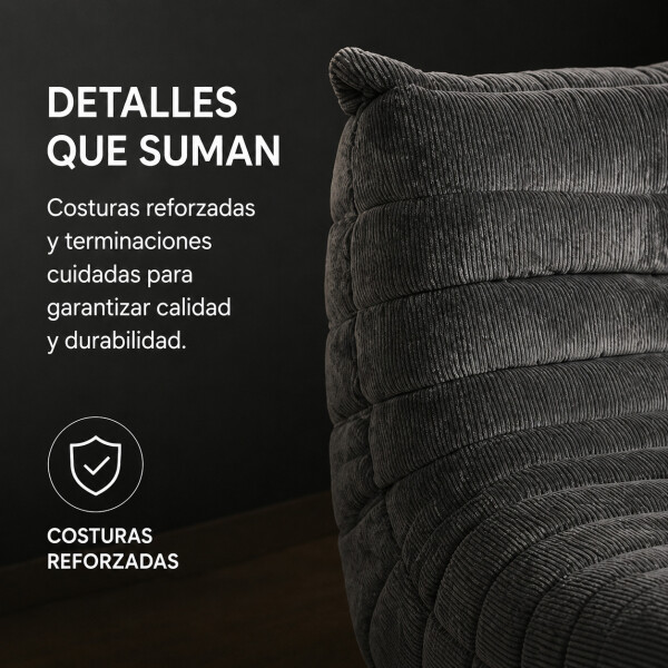 Sillón ComboHome Toggo 1 Cuerpo Lazy Sofa Puff Corderoy Gris 1