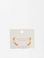 Pendientes Con Corazones Y Perlas De Agua Dulce - Plata De Ley 925 dorado