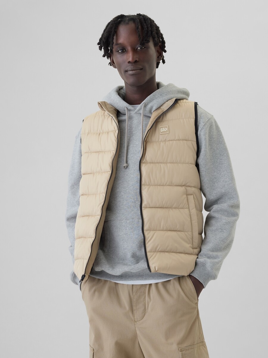 Chaleco Logo Gap Puffer Hombre - Perfect Khaki 