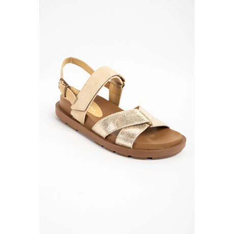 Sandalias Track Camel Dorado Cuero Nácar
