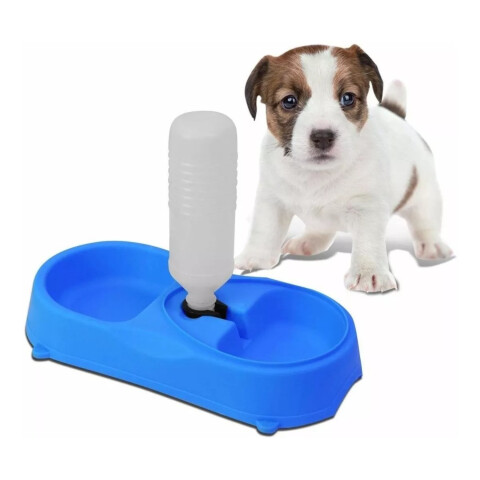 Dispensador De Comida Y Agua Automático Perros Gatos Mascotas Variante Color Azul