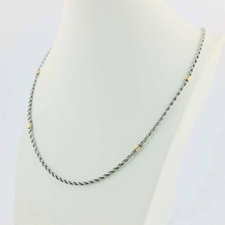 Gargantilla de plata 925 con detalles de double en oro 18Ktes, 45 cm. Gargantilla de plata 925 con detalles de double en oro 18Ktes, 45 cm.