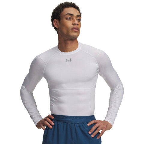 UA HG Elite Comp LS-WHT WHT-100