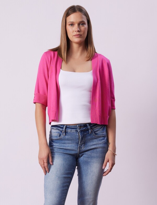 Cardigan Puño Botones FUCSIA