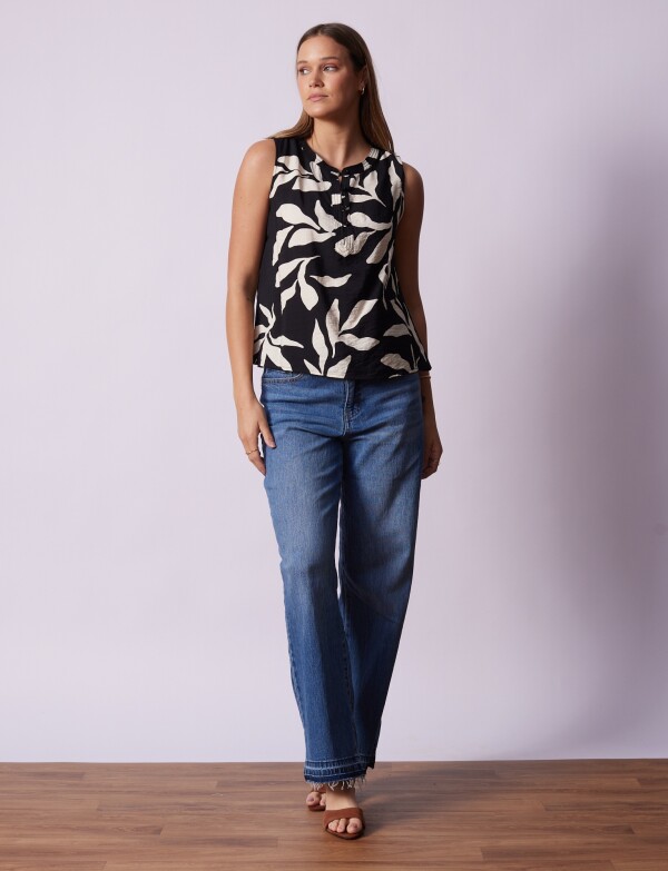 Blusa Printed NEGRO/CRUDO