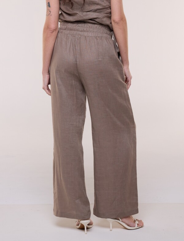 Conjunto De Lino Top Asimétrico Y Palazzo TOSTADO