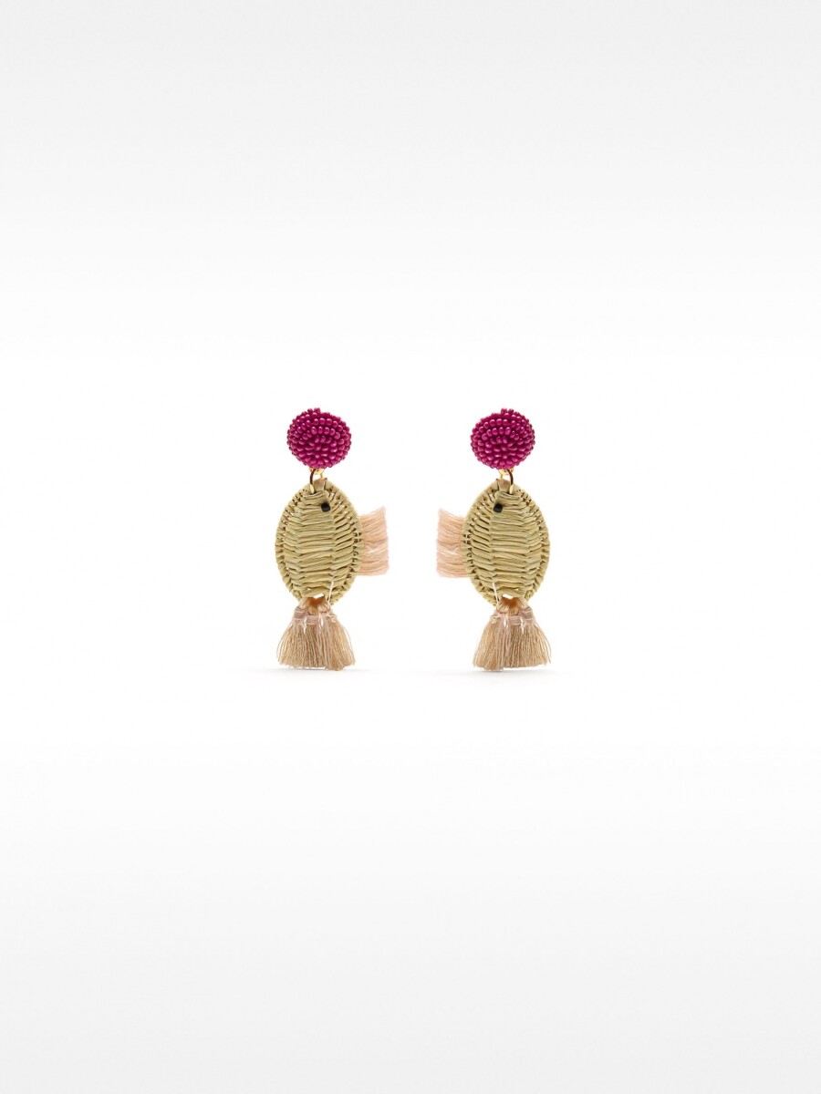 Pendientes De Pez De Rafia multicolor