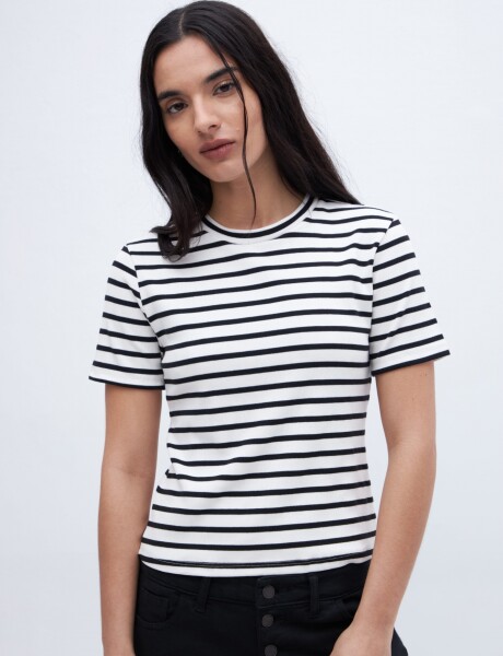 Remera Eva Rayas negra
