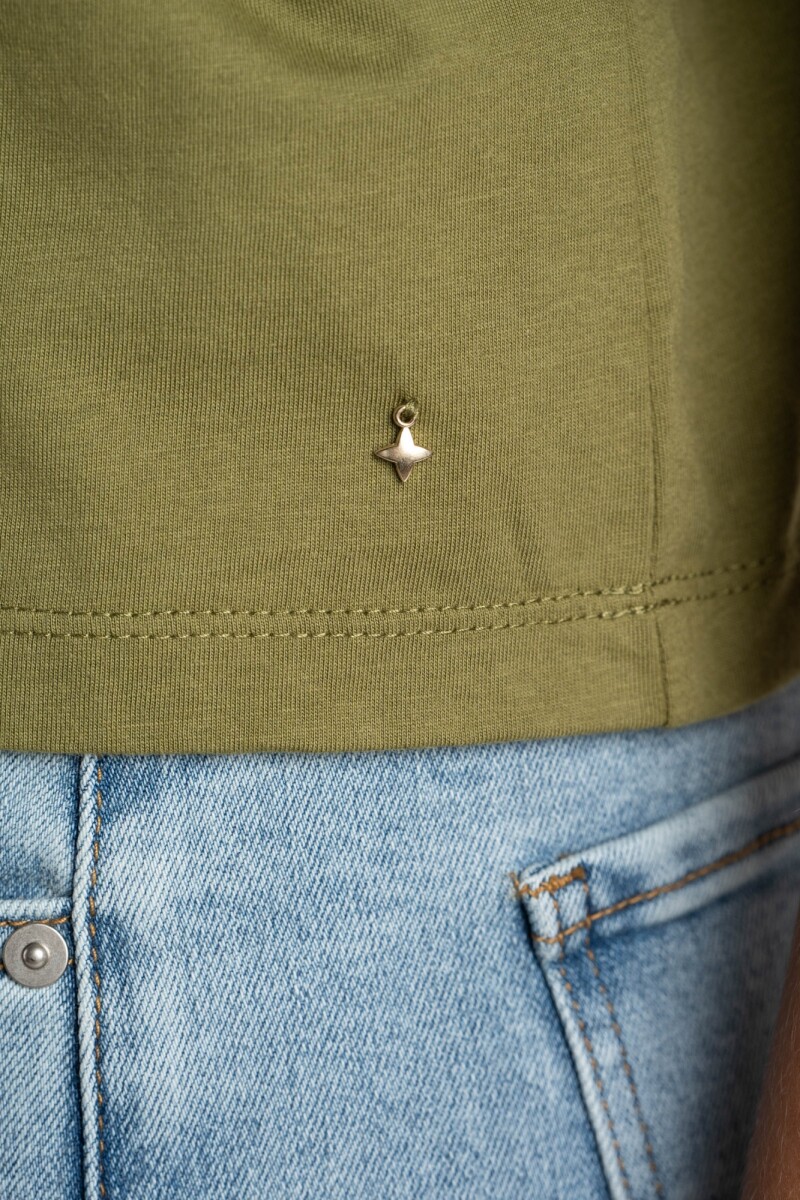 Remera Algodón Combinada Oliva