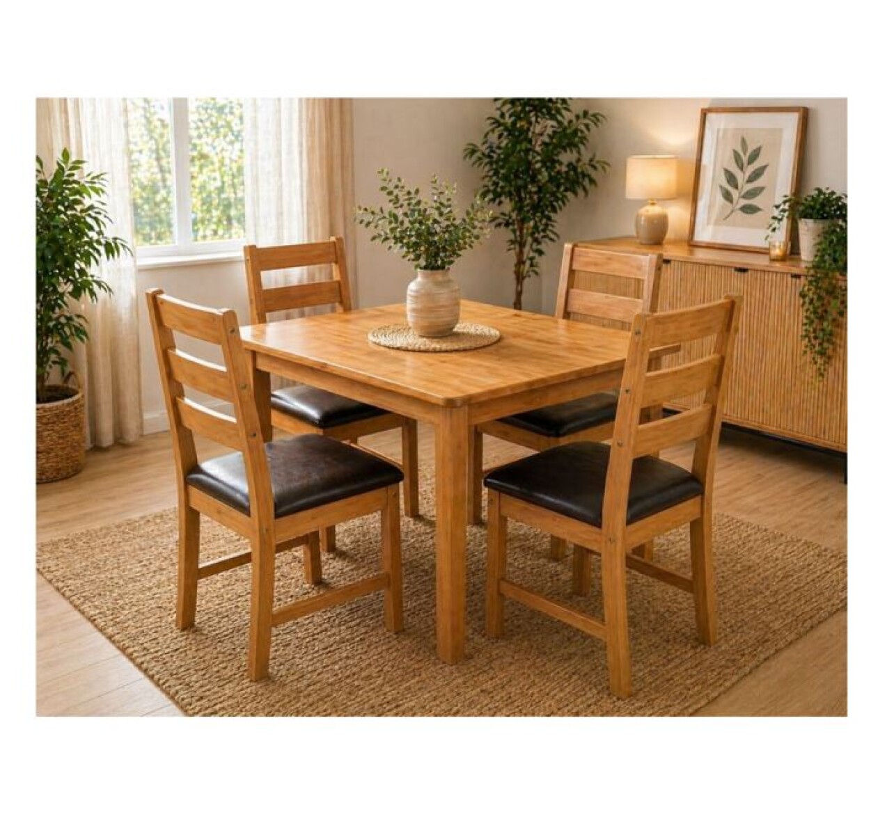 Juego De Comedor Bella 4 Sillas PU Castaño Tap SMGB 