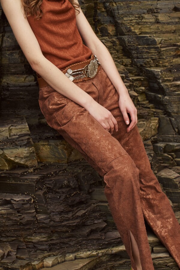 Leather jeans óxido Terracota