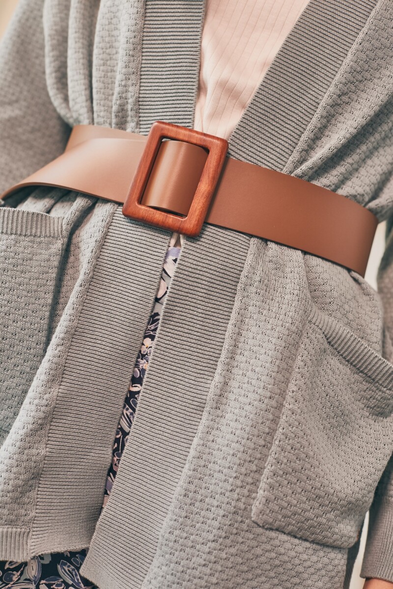 Cinto Hebilla Madera Cuadrada Marron