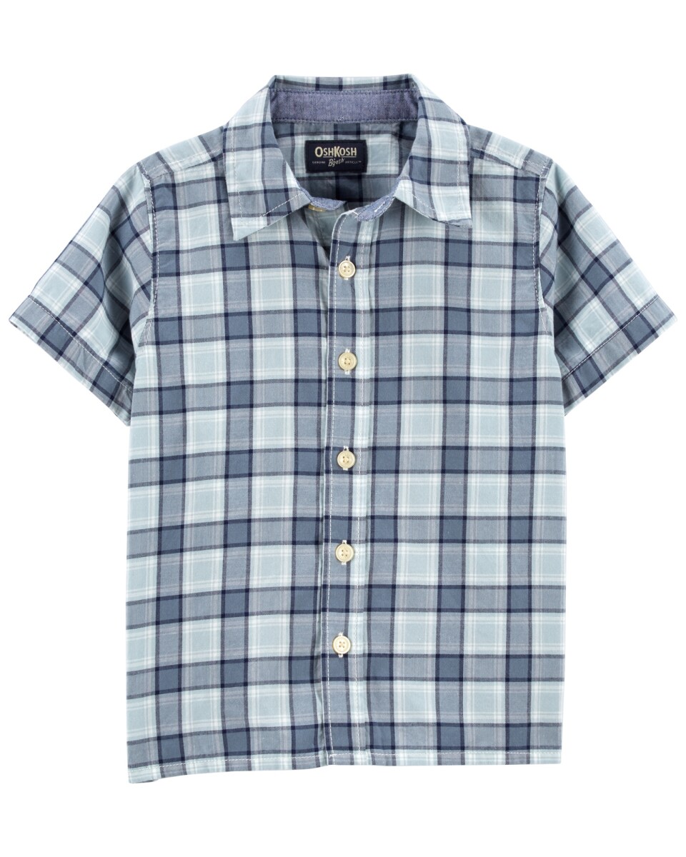 Camisa de algodón manga corta diseño a cuadros. Talles 2-5T 