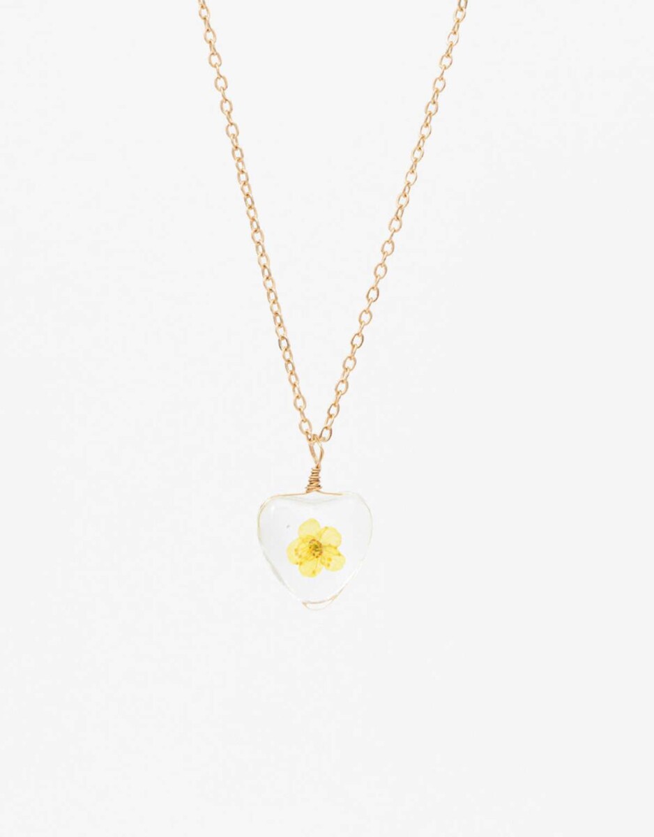 Collar De Cadena Con Dije Corazón Flor - Dorado 