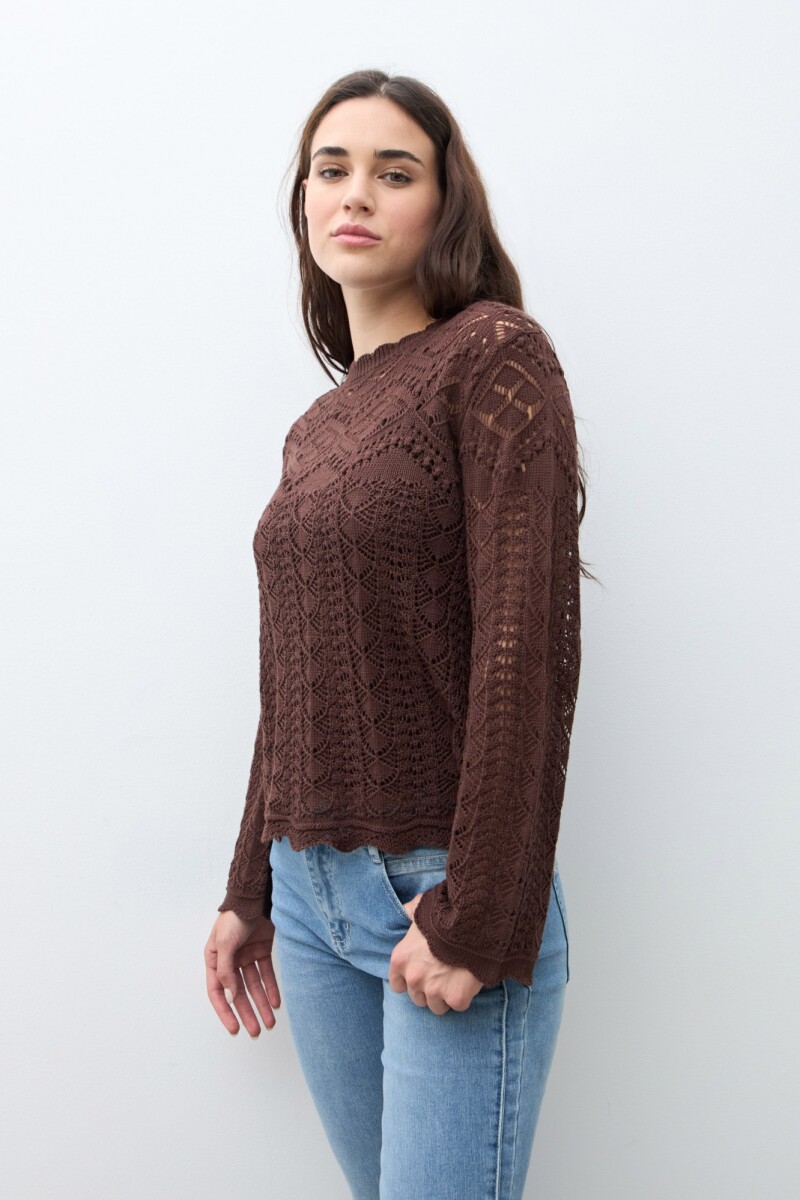 Sweater calado chocolate