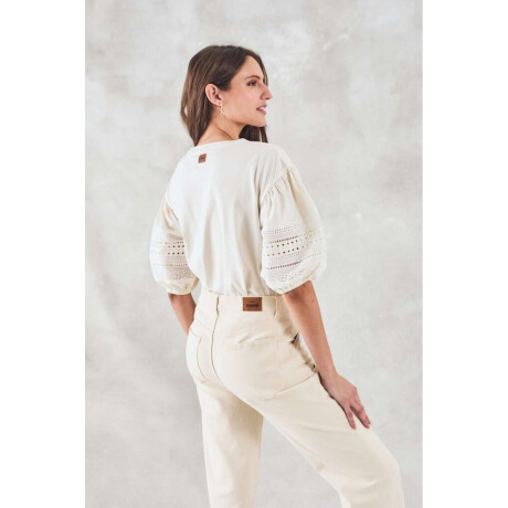 Remera Algodon Combinada Crudo