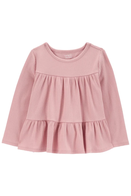 Blusa de algodón, escalonada, rosada Blusa de algodón, escalonada, rosada