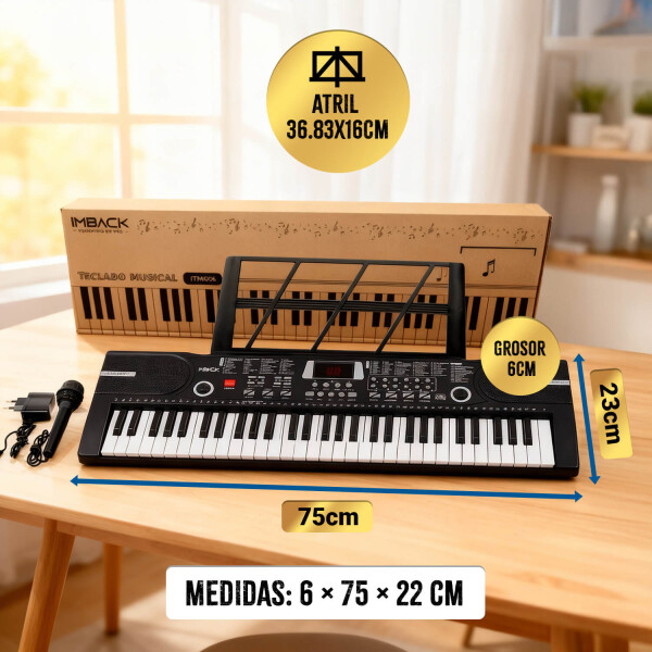 Organo musical Teclado Piano con 61 Teclas 100 Ritmos 100 Tonos y Micrófono Imback Organo musical Teclado Piano con 61 Teclas 100 Ritmos 100 Tonos y Micrófono Imback