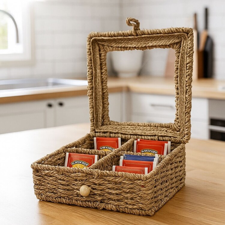 CAJA PARA TE 4 DIVISIONES EN FIBRA NATURAL CAJA PARA TE 4 DIVISIONES EN FIBRA NATURAL