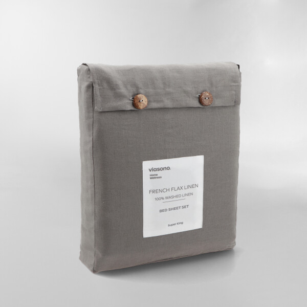SÁBANA FRENCH FLAX LINEN Gris - SUPER KING
