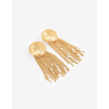 Aros Largos Caracoles Y Perlas Dorado Oro Amarillo