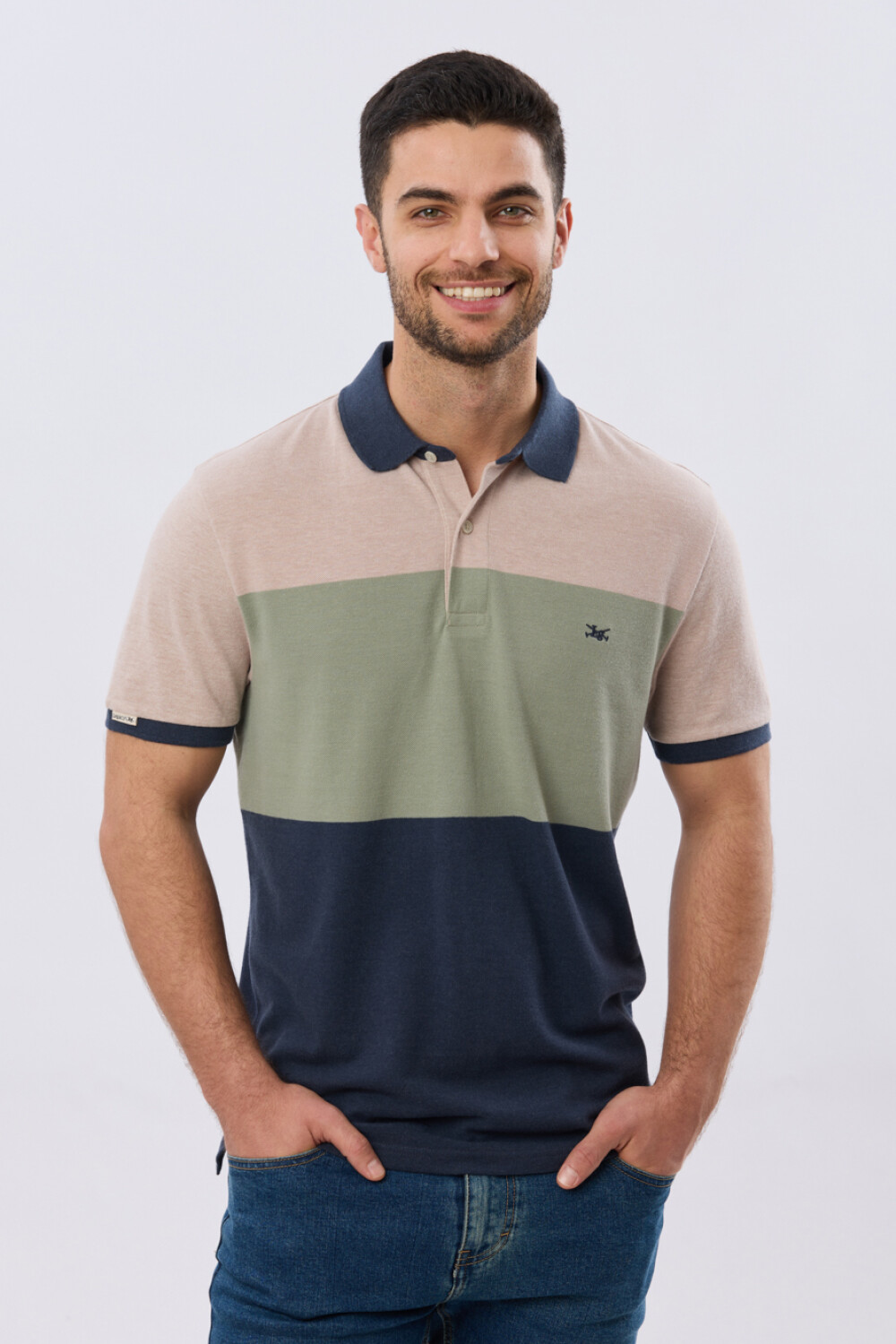 REMERA POLO RAYADA PIQUÉ Verde