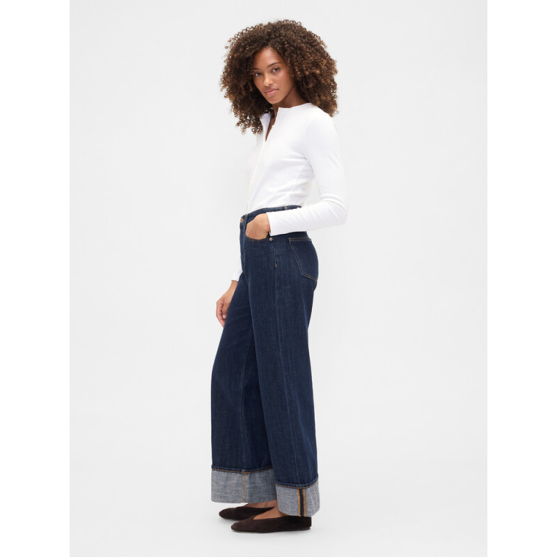 V-HR WIDE LEG CUFF DARK GISELE DARK WASH INDIGO 119