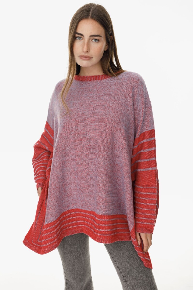 Sweater Sand Rojo/Celeste