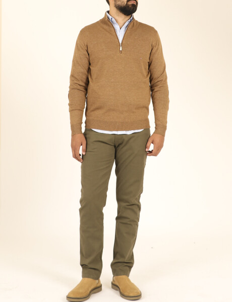 Sweater Medio Cierre Harrington Label Camel