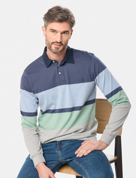 REMERA POLO RAYADA Azul
