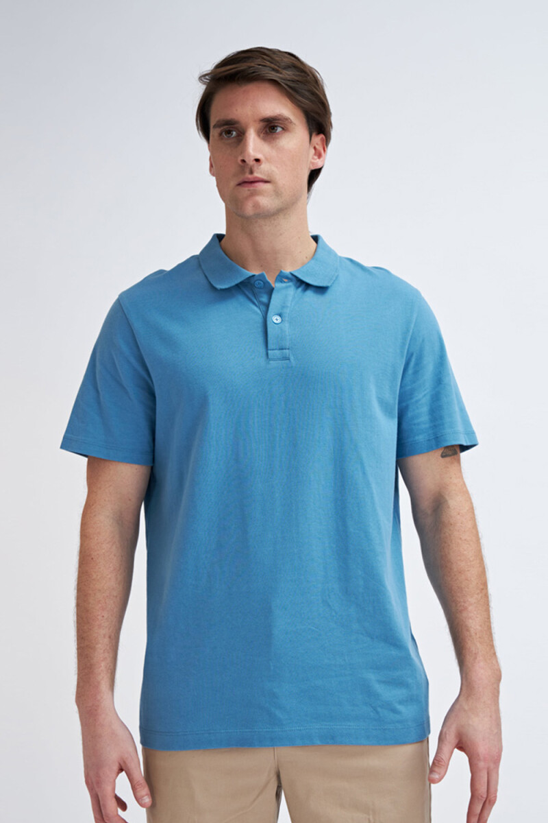 Camiseta manga corta polo - Azul piedra 
