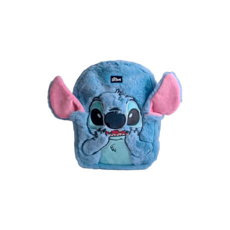 Mochila Infantil Bandolera Stitch Peludita con Orejas CELESTE