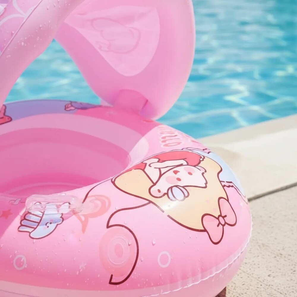 Flotador bebe con techo sport rosa