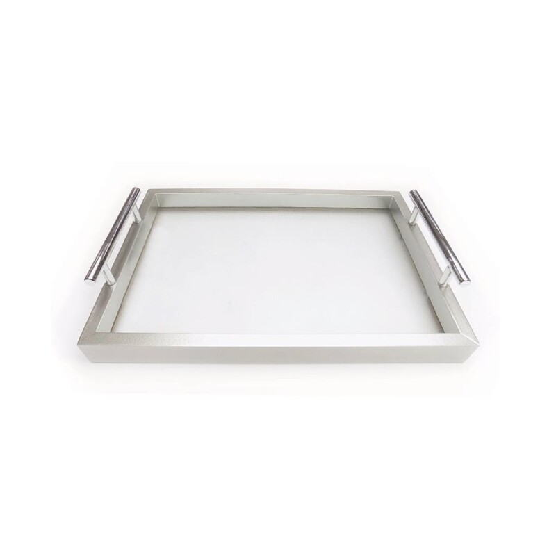 BANDEJA MDF/VIDRIO 34x24x6CM PLATA BANDEJA MDF/VIDRIO 34x24x6CM PLATA