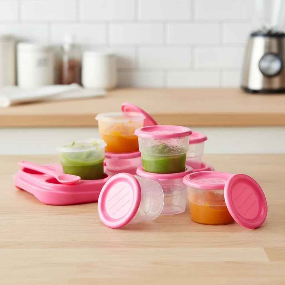 Recipientes cubetera para comida FISHER PRICE rosado